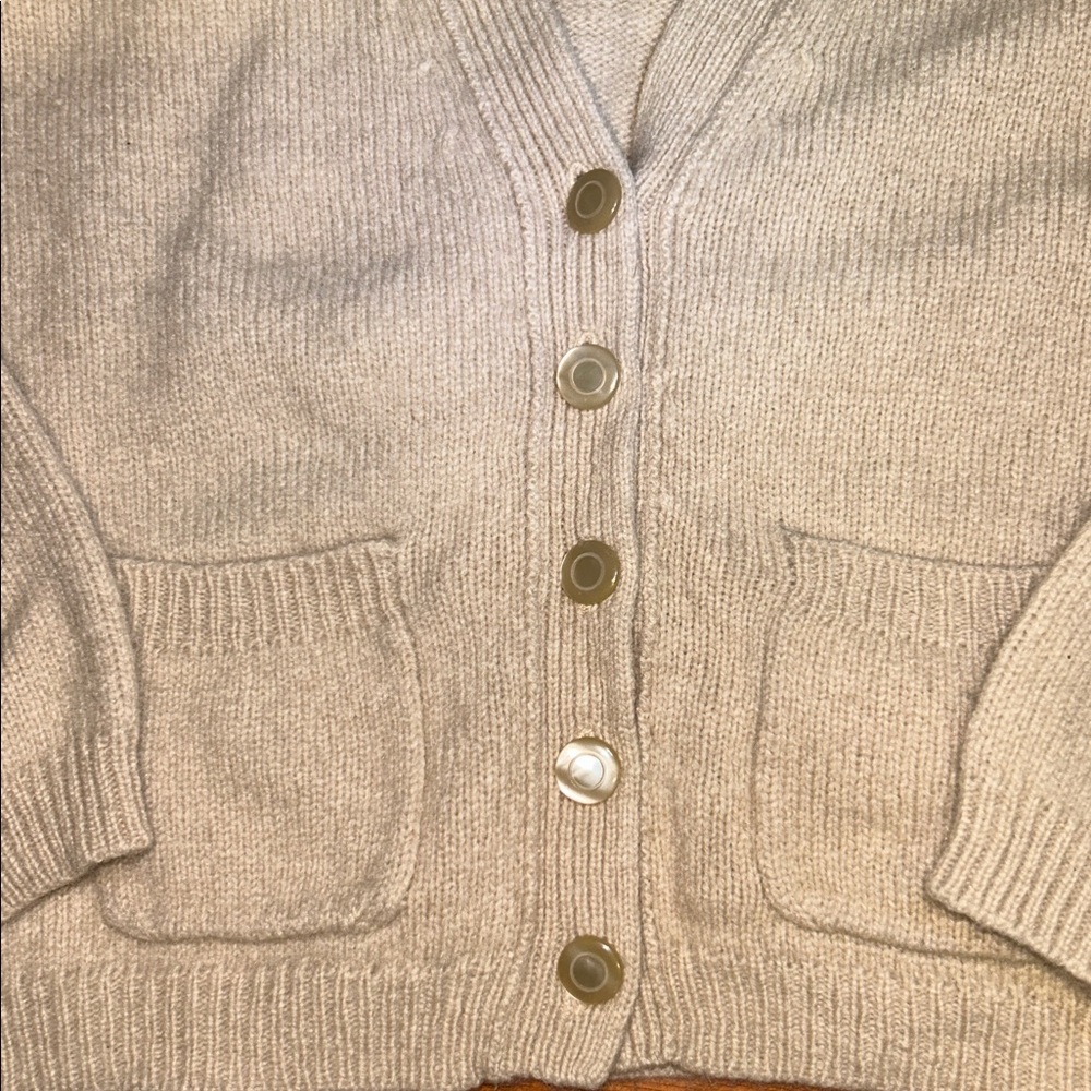 Abercrombie & Fitch Cropped Cardigan Sweater with Elbow Patches - Picture 3 of 9
